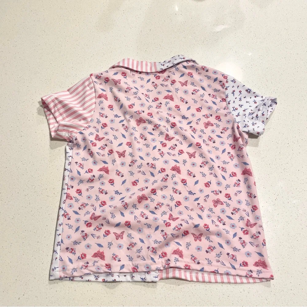 Tahari Pink & White Striped Floral Pajamas